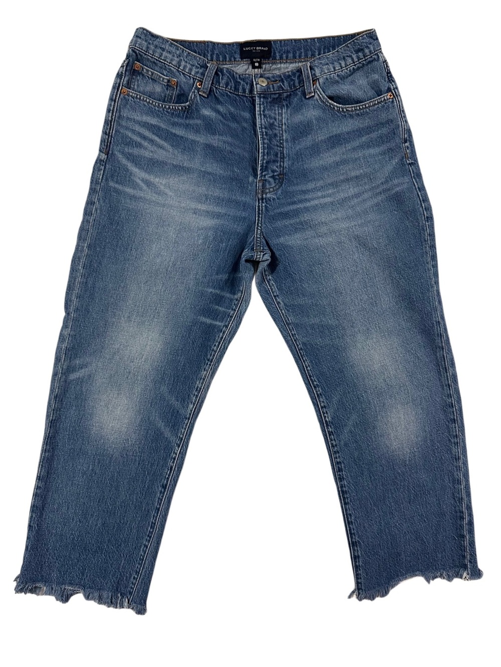 Lucky Brand 90s Loose High Rise Crop Jeans Raw Hem Button Fly 12/31